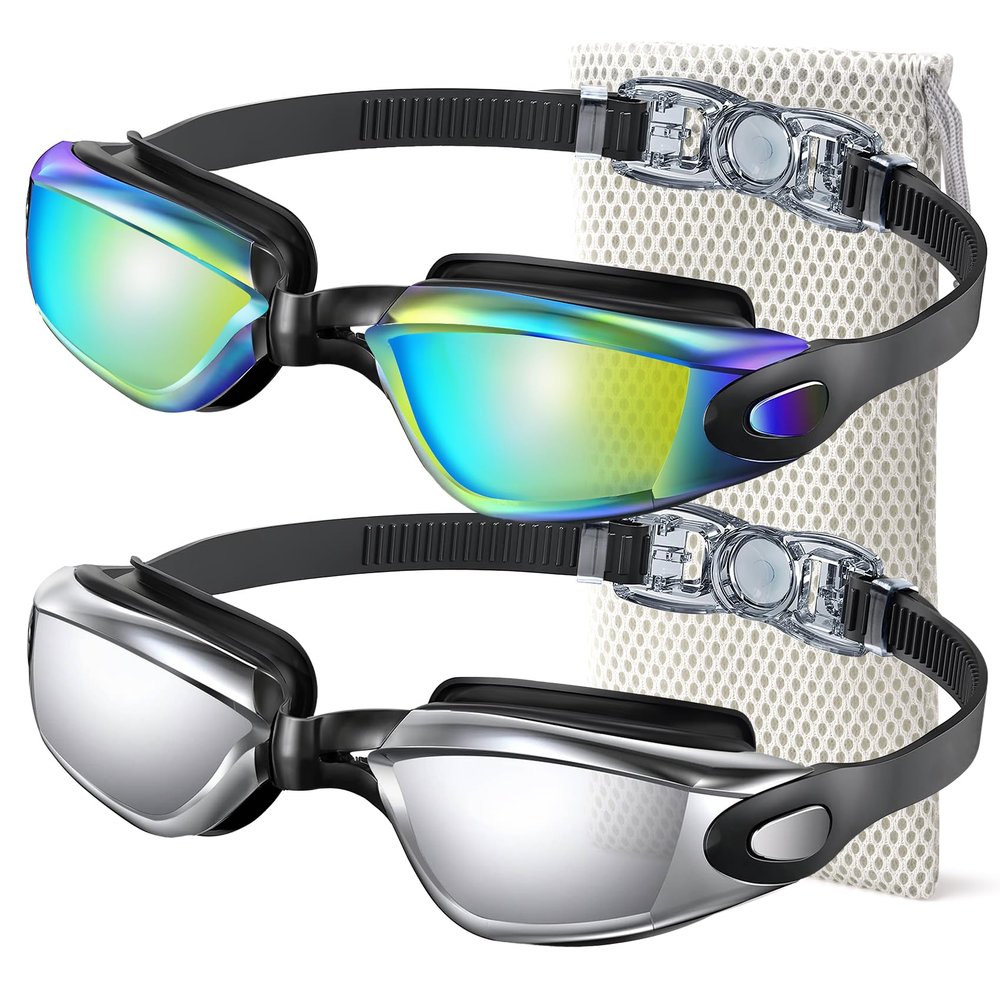 NSSIW Swim-Goggles-Adult-Women Goggles Swimming Men: Anti Fog Pool Goggles with UV400 and No Leak 2 Pack