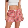 Pivanzore Y2k Plaid Shorts for Women Casual Elastic Waist Aesthetic Lounge Bottom Baggy Pajama Shorts Boxers Sleepwear(Shorts-Red,Medium) view 1