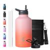 Coolplus Insulated Water Bottle 64 oz, Half Gallon Water Jug With Straw Stainless Steel Double-Walled Vacuum Metal Large Flask With Carry Sleeve for Sports Gym Ourdoor, Keep Cold 48 Hrs, Orange view 1
