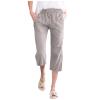Straight Leg Linen Pants Women Summer Women's Summer Casual Smocked High Waisted Cotton Linen Wide Leg Pants with Pockets Khaki X-Large view 1