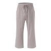 Straight Leg Linen Pants Women Summer Women's Summer Casual Smocked High Waisted Cotton Linen Wide Leg Pants with Pockets Khaki X-Large view 3
