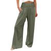 Generic Linen Dress Pants Women Straight Leg Women's Casual Cotton Linen Baggy Pants with Elastic Waist Relax Fit Lantern Trouser Past Orders Placed by Me On Amazon White Medium, Small view 2