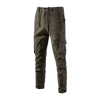 JEsilunmaMY Men's Side Pockets Cotton Cargo Pants Relaxed Fit Stretch Straight Leg Trousers Hiking Outdoor Work Lounge Pants (Army Green,34)