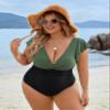Blooming Jelly Womens Tummy Control Swimsuit Retro One Piece Bathing Suits V Neck Ruffle Modest Swimwear view 4