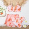Girl's 3 Piece Swimsuits Tie Dye Bikini Bathing Suit with Cover Up Beach Skirt Juniors Summer Teen (Orange, 10 Years) view 3