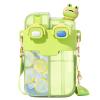 Cute Water Bottle for Kids: 26oz Kawaii Water Bottle for Girls, Funny Bear Water Bottles with Straw and Strap, Dual Compartments Leak-proof Plastic Drinking Cup for School Sport Travel (Green) view 1