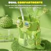 Cute Water Bottle for Kids: 26oz Kawaii Water Bottle for Girls, Funny Bear Water Bottles with Straw and Strap, Dual Compartments Leak-proof Plastic Drinking Cup for School Sport Travel (Green) view 4