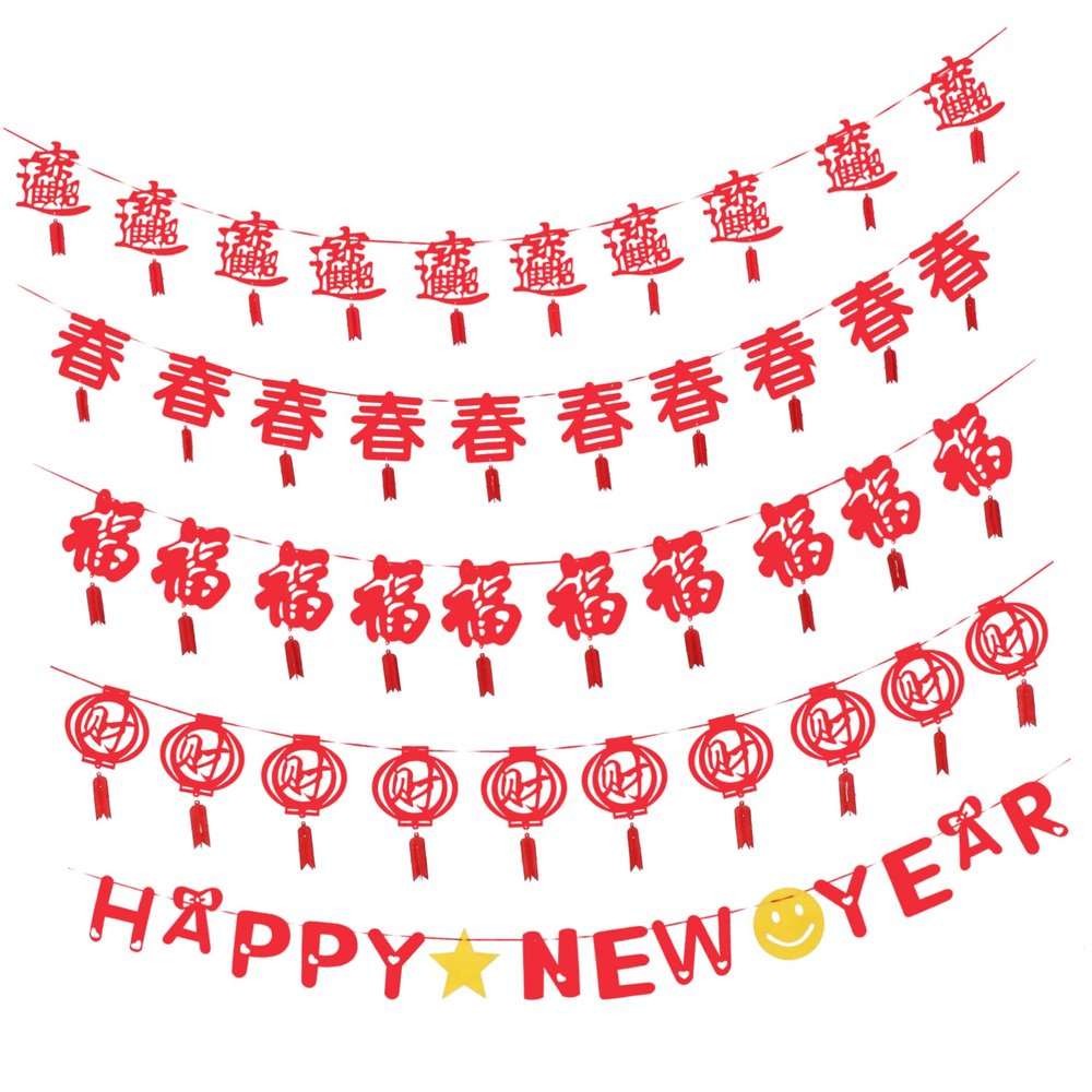 CIMAXIC 5pcs Year Banner Chinese Years Decorations Hanging Banner Decorative Party for Celebration