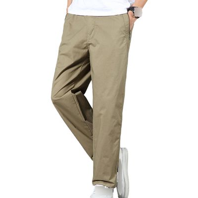 JEsilunmaMY Men's Relaxed Fit Casual Cargo Pants Elastic Waist Lightweight Lounge Pants Hiking Outdoor Joggers Cotton Pants (Khaki,X-Large)