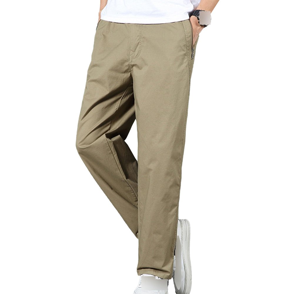 JEsilunmaMY Men's Relaxed Fit Casual Cargo Pants Elastic Waist Lightweight Lounge Pants Hiking Outdoor Joggers Cotton Pants (Khaki,X-Large)