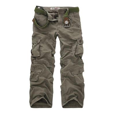 Casual Tactical Pants for Men Wash Cotton Ripstop Cargo Pants Outdoor Hiking Pants with Multi Pockets(No Belt) (Army Green2,34)