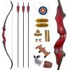 HANDBAIGE HBG 60Inch Red Recurve Bow Kit with 3pcs Real Feather Arrows for Hunting and Shooting Practice 25-60lbs Right Hand Bow Set (40lbs) view 1