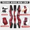 HANDBAIGE HBG 60Inch Red Recurve Bow Kit with 3pcs Real Feather Arrows for Hunting and Shooting Practice 25-60lbs Right Hand Bow Set (40lbs) view 3