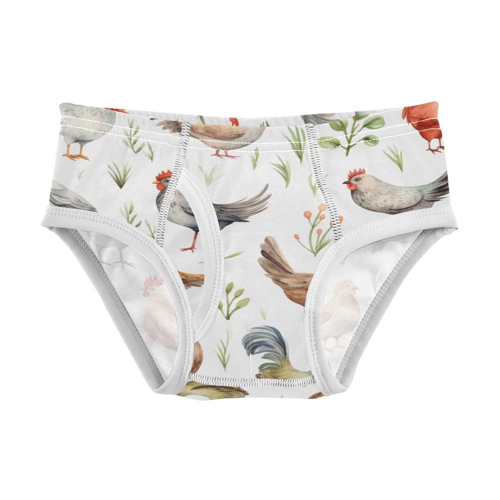 ALAZA Chicken Rooster Blossom Leaf Boys' Briefs Soft Underwear Available in Sizes 8y Multicolor
