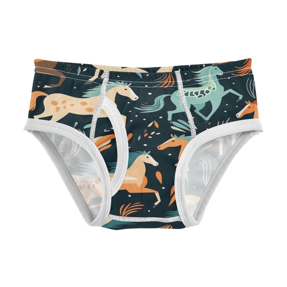 ALAZA Art Horse Navy Blue Boys' Briefs Soft Underwear Available in Sizes 4t