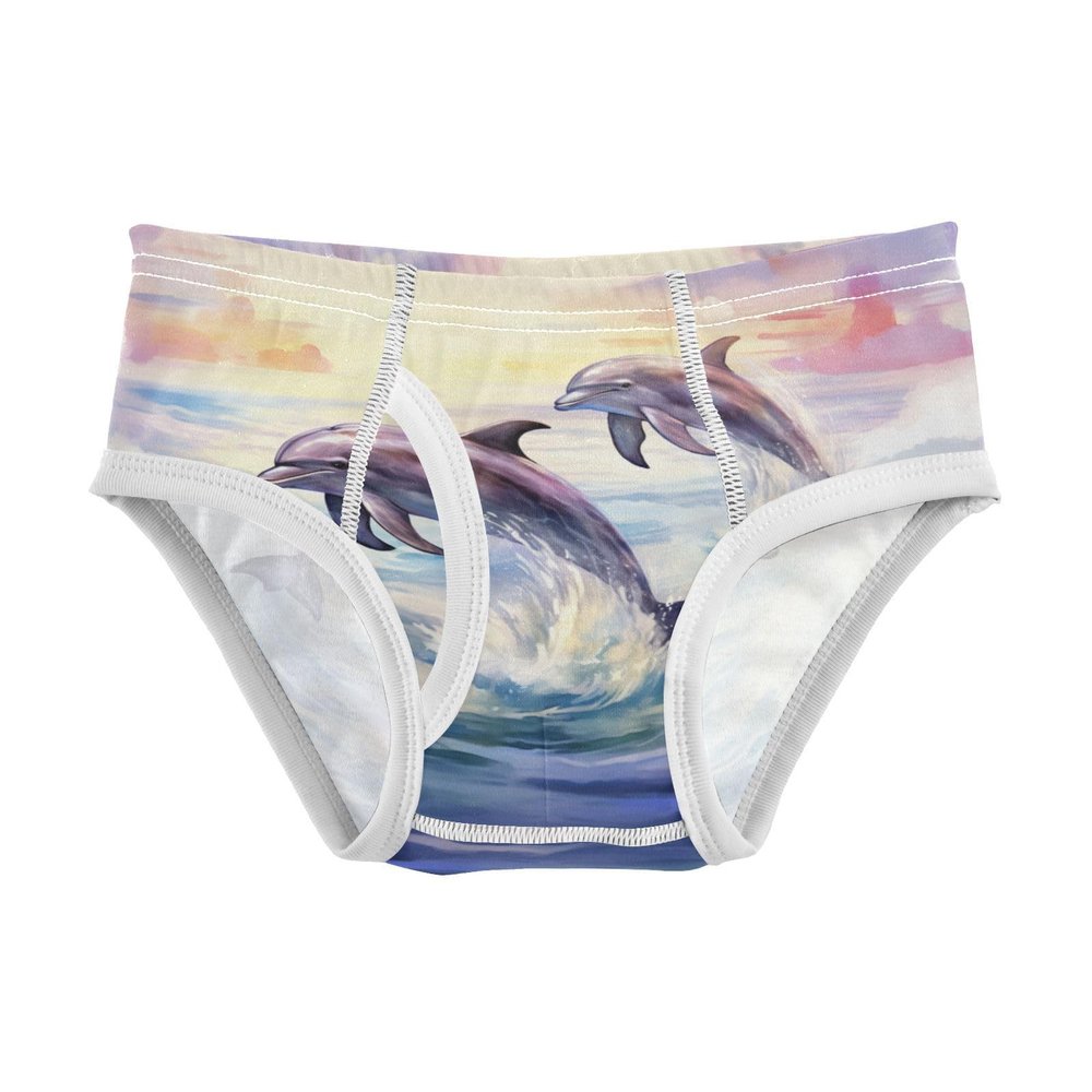 ALAZA Ocean Wave Dolphin Boys' Briefs Soft Underwear Available in Sizes 3t Multicolor