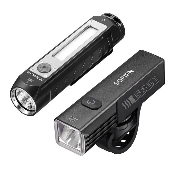 CSTEBOKE Sofrin IF23 4000 Lumen Flashlight with COB Work Light, Pocket Clip Magnetic Base for Hands-Free Lighting, BS01 Bike Lights 2000 Lumens