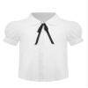 JEATHA Girls White Blouse Puff Short Sleeve Button Down Shirts Princess Bowknot School Uniform Tops Type A 13-14 Years view 1