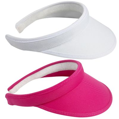 2 Pack Sun Visor Hats Women Men Clip On Wide Brim Visors Hat Outdoor Sports Golf Beach Travel Tennis Caps (White Pink)