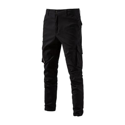 JEsilunmaMY Men's Side Pockets Cotton Cargo Pants Relaxed Fit Stretch Straight Leg Trousers Hiking Outdoor Work Lounge Pants (Black,36)