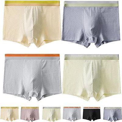 QARMAX 4PCS Bubble Cotton Men's Boxer Briefs Breathable Men Trunks Comfort Stretch Soft Underwear (H,2XL)