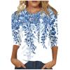 3/4 Length Sleeve Womens Tops Dressy Casual Blouses - Spring Fashion 2026 Plus Size Crew Neck Fitted Tshirts - Business Going Out Trendy Tunics Tops Beach Vacation Outfits 01-Navy L view 1