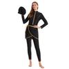 IBTOM CASTLE Islamic Swimming Suits for Women: Modest Muslim Swimsuits Burkini Rash Guard Long Sleeve One Piece Swimwear with Swim Cap Wrap Skirt Leggings Pant 3PCS Athletic Bathing Suit Black XL view 1