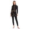 IBTOM CASTLE Islamic Swimming Suits for Women: Modest Muslim Swimsuits Burkini Rash Guard Long Sleeve One Piece Swimwear with Swim Cap Wrap Skirt Leggings Pant 3PCS Athletic Bathing Suit Black XL view 3