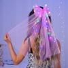 Foyte Bow Wedding Bride Veil LED Bachelorette Veils Light Up Pearl Bridal Veil Hair Bows Tulle for Women(Pink) view 2