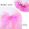 Foyte Bow Wedding Bride Veil LED Bachelorette Veils Light Up Pearl Bridal Veil Hair Bows Tulle for Women(Pink) view 3