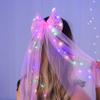 Foyte Bow Wedding Bride Veil LED Bachelorette Veils Light Up Pearl Bridal Veil Hair Bows Tulle for Women(Pink) view 4