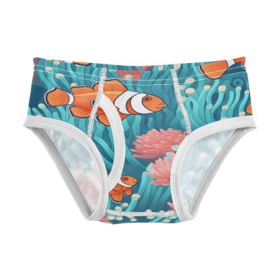 ALAZA Cartoon Fish Coral Reef Boys' Briefs Soft Underwear Available in Sizes 4t Multicolor