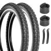2-Pack Kids Bike Tires Set: Hycline 20x2.125 Inch (57-406 mm) Folding Replacement Puncture-Resistant Bicycle Tires and Pair 20-inch Inner Tubes with Tire Levers for BMX, MTB or Kids Children Racing view 1