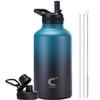 64 oz Water Bottle Insulated, Coolplus Half Gallon Insulated Water Jug With Straw Stainless Steel Double-Walled Vacuum Metal Large Flask Bpa-Free Leakproof, Keep Cold 48 Hrs Hot 24hrs, Blue Black view 1