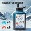 64 oz Water Bottle Insulated, Coolplus Half Gallon Insulated Water Jug With Straw Stainless Steel Double-Walled Vacuum Metal Large Flask Bpa-Free Leakproof, Keep Cold 48 Hrs Hot 24hrs, Blue Black view 2