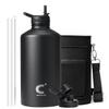 Coolplus Gallon Water Bottle Insulated with Straw, Water Jug 128 oz Stainless Steel Double-Walled Vacuum Metal Large Flask With Carry Sleeve for Sports Gym Outdoor, Keep Cold 48 Hrs, Black view 1