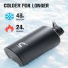 Coolplus Gallon Water Bottle Insulated with Straw, Water Jug 128 oz Stainless Steel Double-Walled Vacuum Metal Large Flask With Carry Sleeve for Sports Gym Outdoor, Keep Cold 48 Hrs, Black view 2
