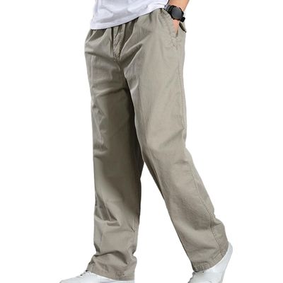JEsilunmaMY Men's Relaxed Fit Cotton Cargo Pants Lightweight Breathable Straight Trousers Hiking Outdoor Casual Joggers Pants (Light Grey,X-Large)