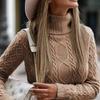 Women Turtleneck Sweater Dress Long Sleeve Knit Pullover Dress Split Hem Bodycon Short Dresses (X-Large,Khaki) view 3