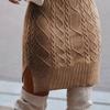 Women Turtleneck Sweater Dress Long Sleeve Knit Pullover Dress Split Hem Bodycon Short Dresses (X-Large,Khaki) view 4
