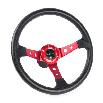 RASTP 13.8 Inch Boat Steering Wheel with 3/4 Axle Marine Steering Wheel Adapter for Most Marine boats,Vessels,Yachts,Pontoons Boat,Red