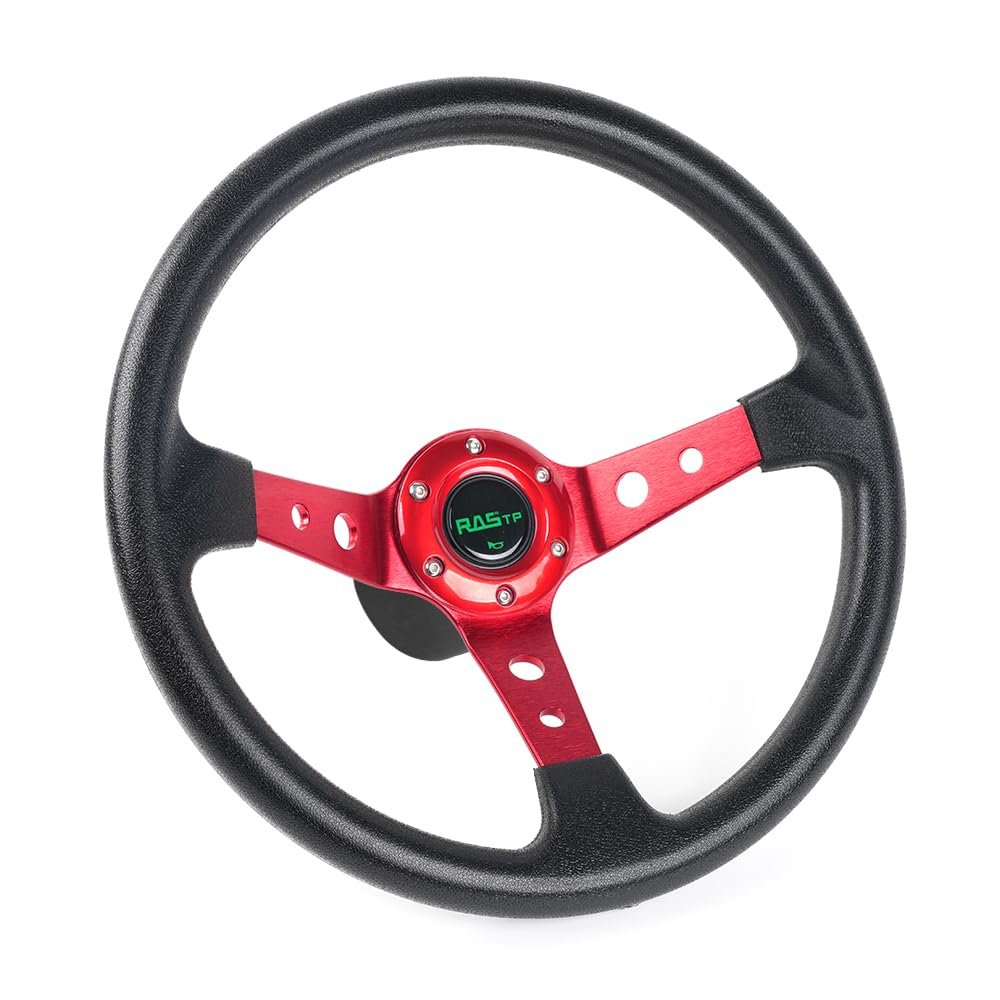 RASTP 13.8 Inch Boat Steering Wheel with 3/4 Axle Marine Steering Wheel Adapter for Most Marine boats,Vessels,Yachts,Pontoons Boat,Red