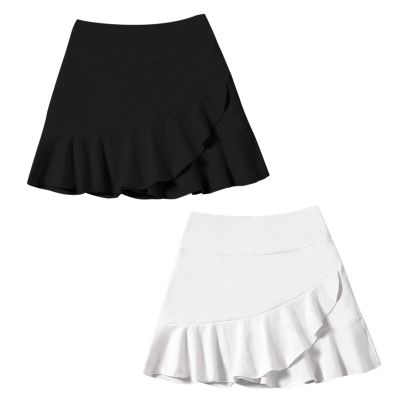 DREAM BUS 2 Pack Girls Skirts Built in Shorts Little Kid Tennis Skorts Toddler Girl Athletic Skorts Flowy Skirts Black/White