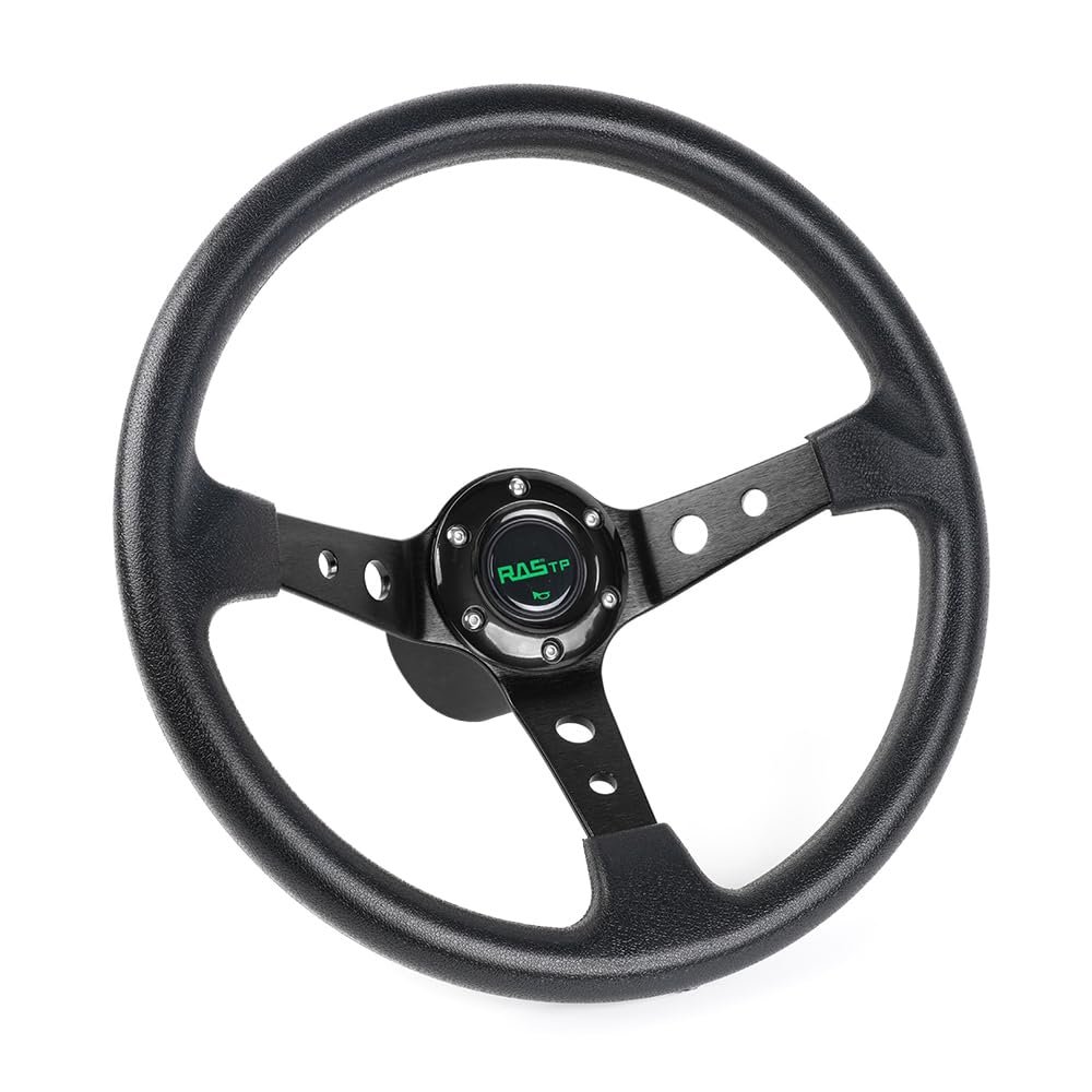 RASTP 13.8 Inch Boat Steering Wheel with 3/4 Axle Marine Steering Wheel Adapter for Most Marine boats,Vessels,Yachts,Pontoons Boat,Black