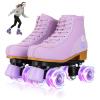 YYW High-top PU Leather Roller Skates for WomenOutdoor Roller Derby Skates for Unisex Beginners with Light up Wheels(Purple-37-Women 7/Men 5.5) view 1