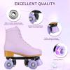 YYW High-top PU Leather Roller Skates for WomenOutdoor Roller Derby Skates for Unisex Beginners with Light up Wheels(Purple-37-Women 7/Men 5.5) view 3
