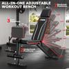 Foldable Workout Bench, Adjustable Weight Bench for Home Gym with Leg Extension, Preacher Pad, Extended Headrest, Collapsible Bench Press Full Body Workout Strength Training Banco de Pesas view 2