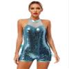 Vxuxlje Women's Sleeveless Sequins Dance Costume Backless Tull Skirted Leotard Ballet Dancewear Light Blue Medium view 1