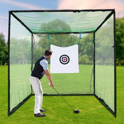 Golf Hitting Cage, Swing Practice Mat for Indoor Outdoor, Golf Practice Net, for Full Swing Chipping Practice Indoor Outdoor