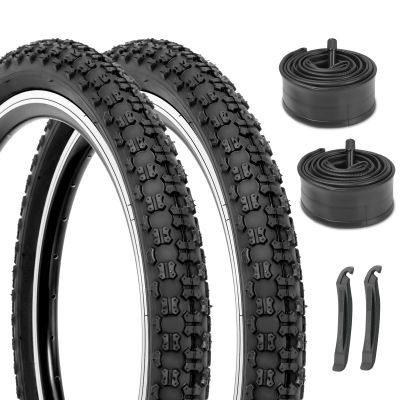 2-Pack Kids Bike Tires Set: Hycline 16x2.125 Inch (57-305 mm) Folding Replacement Puncture-Resistant Bicycle Tires and Pair 16-inch Inner Tubes with Tire Levers for BMX, MTB or Kids Children Racing